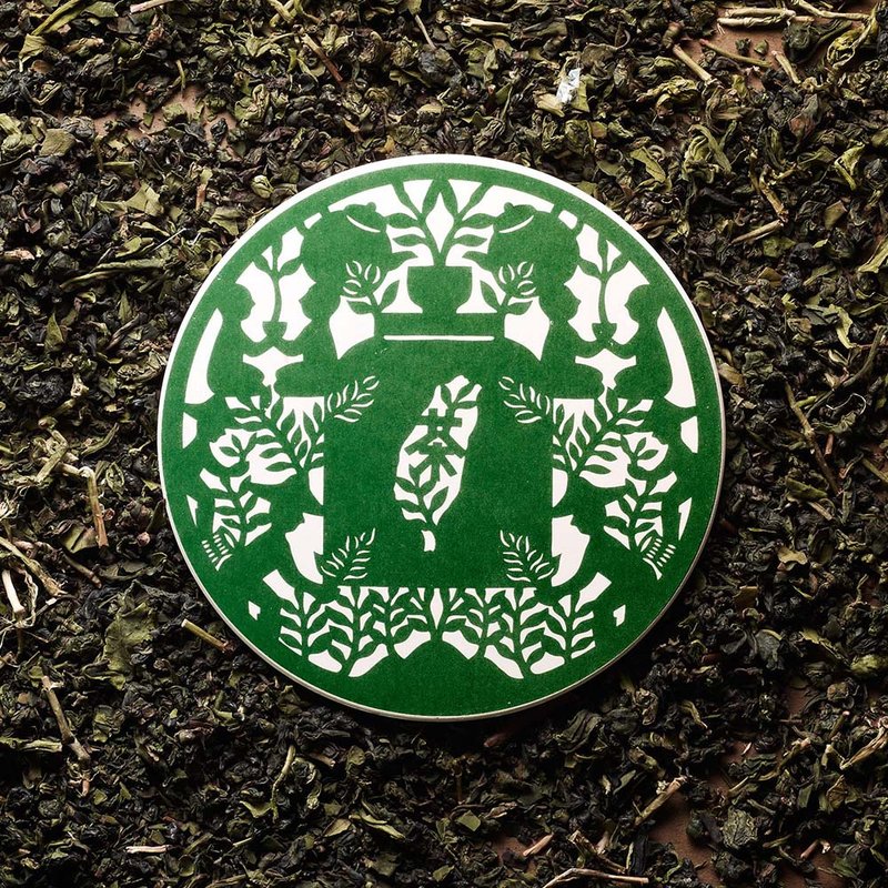 【玩美文創】台灣剪紙系列_吸水陶瓷_台灣好系列_台灣好茶杯墊 - 杯墊 - 陶 綠色