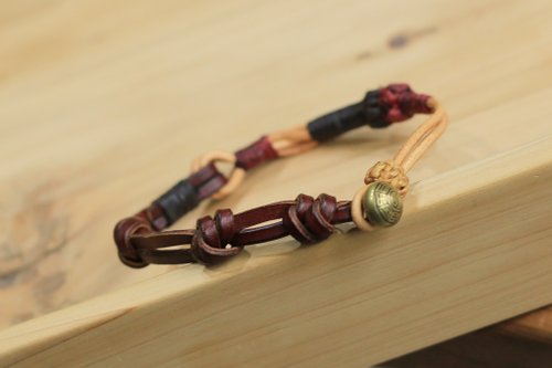 NO.8-handmade No.8-原創 & 復古牛皮 | 全手工編織銅扣 金剛結手環 | 文藝 復古