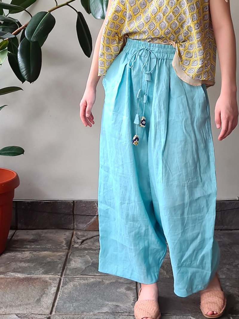 Amare Coral - กางเกงขายาว - ลินิน สีน้ำเงิน