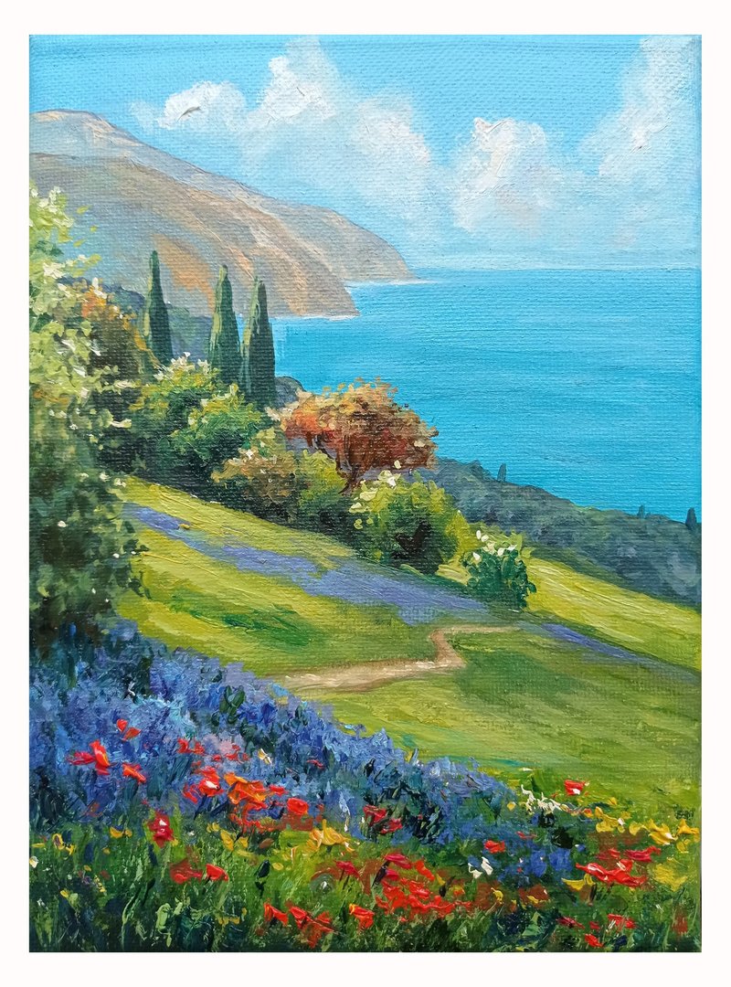 Provence Landscape Oil Painting, Handmade Original Art, Wall Hanging Paintings - 海報/掛畫/掛布 - 其他材質 多色