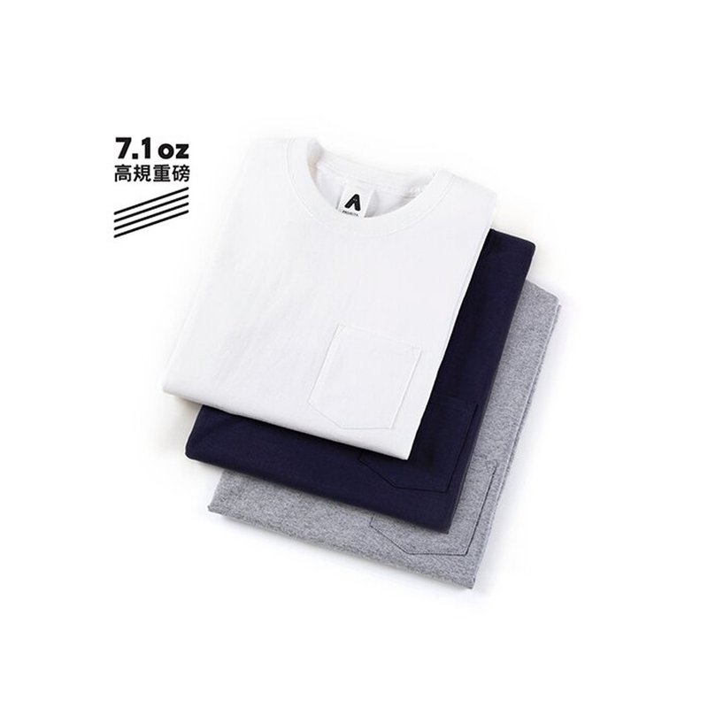 Project A Heavy Pocket Tee - White/Navy/ Linen Grey - อื่นๆ - ผ้าฝ้าย/ผ้าลินิน หลากหลายสี