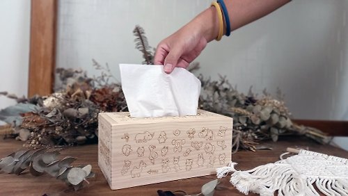 MUMU手感木製工坊 動物同樂會 // 木質面紙盒 - 松木 // 安心出貨SOP
