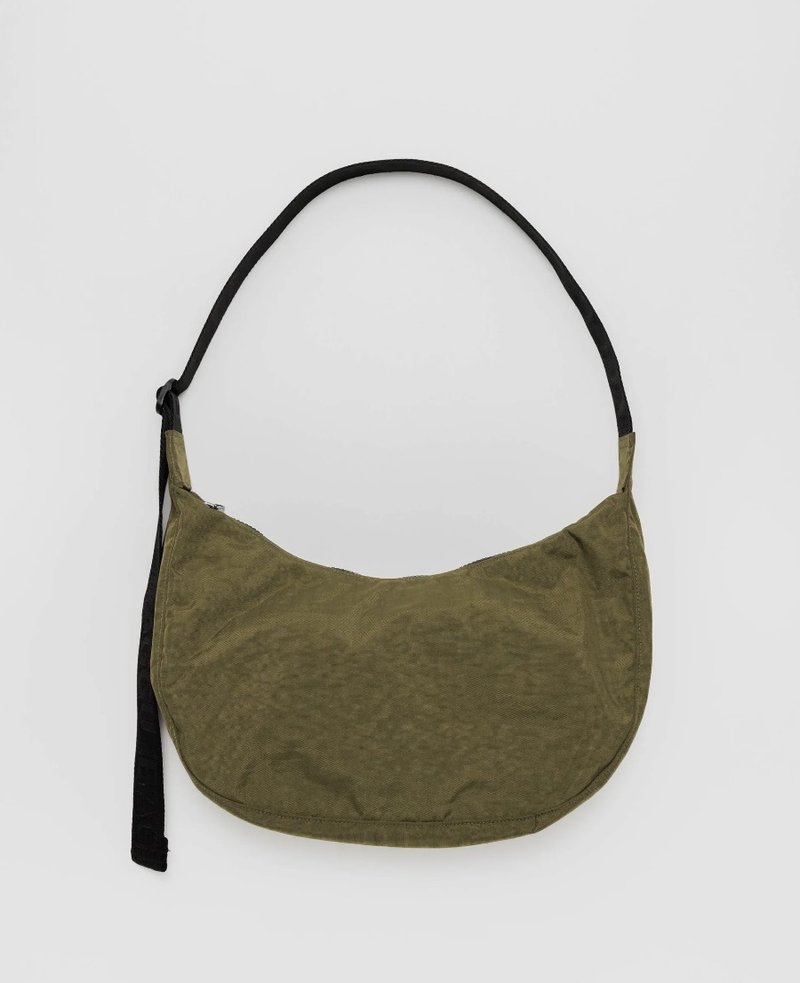 BAGGU - Recycled Nylon Crossbody Moon Bag - Medium - Seagrass Green - Messenger Bags & Sling Bags - Waterproof Material Green