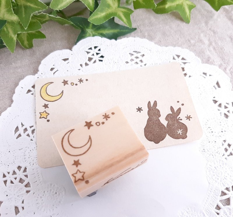 Glitter corner decoration stamp of the moon and stars - Stamps & Stamp Pads - Rubber Transparent