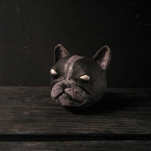 黑暗不足地獄商店 黑紫鬥牛犬(雕塑 筆筒 花器 可愛 暗黑)