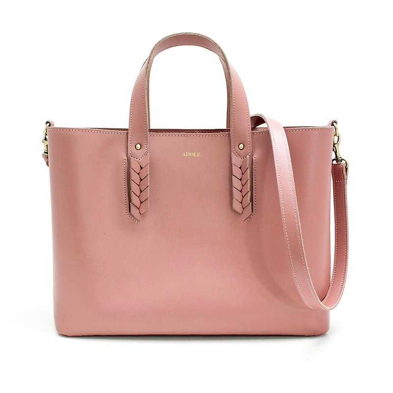 Laurel Woven-Leather Tote Bag/Smoky Pink - Handbags & Totes - Genuine Leather Pink