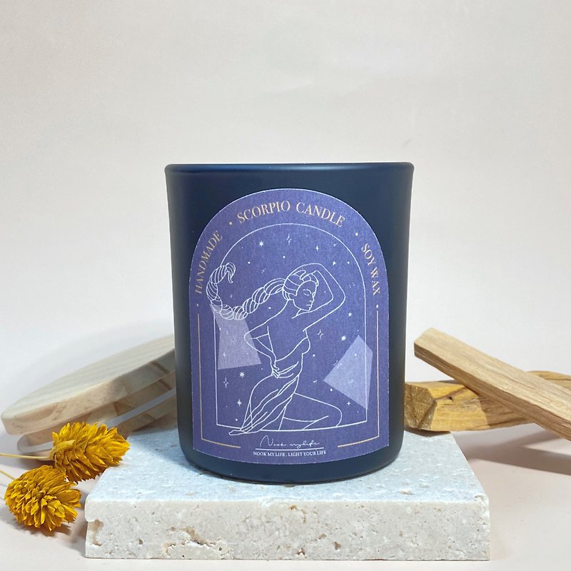 [Free engraving is available] All natural soy Wax-Holy Wood Scorpio candle constellation birthday wedding gift - Candles & Candle Holders - Wax Purple