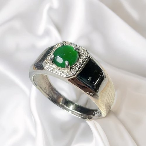 瓔珞珠寶盒 E.L.Jewelry Box 冰種老坑綠翡翠蛋面戒指 925純銀 | 天然翡翠A貨 | 送禮