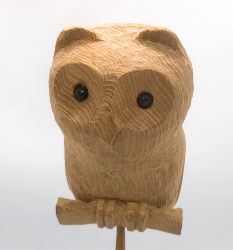 貓頭鷹 -  鵂鶹  老檜木 - 裝飾/擺設  - 木頭 