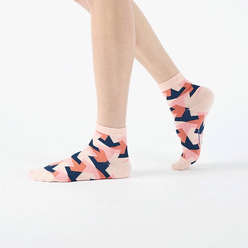 萬花筒/膚(M)-MIT設計短筒襪 - 襪子 - 棉．麻 粉紅色