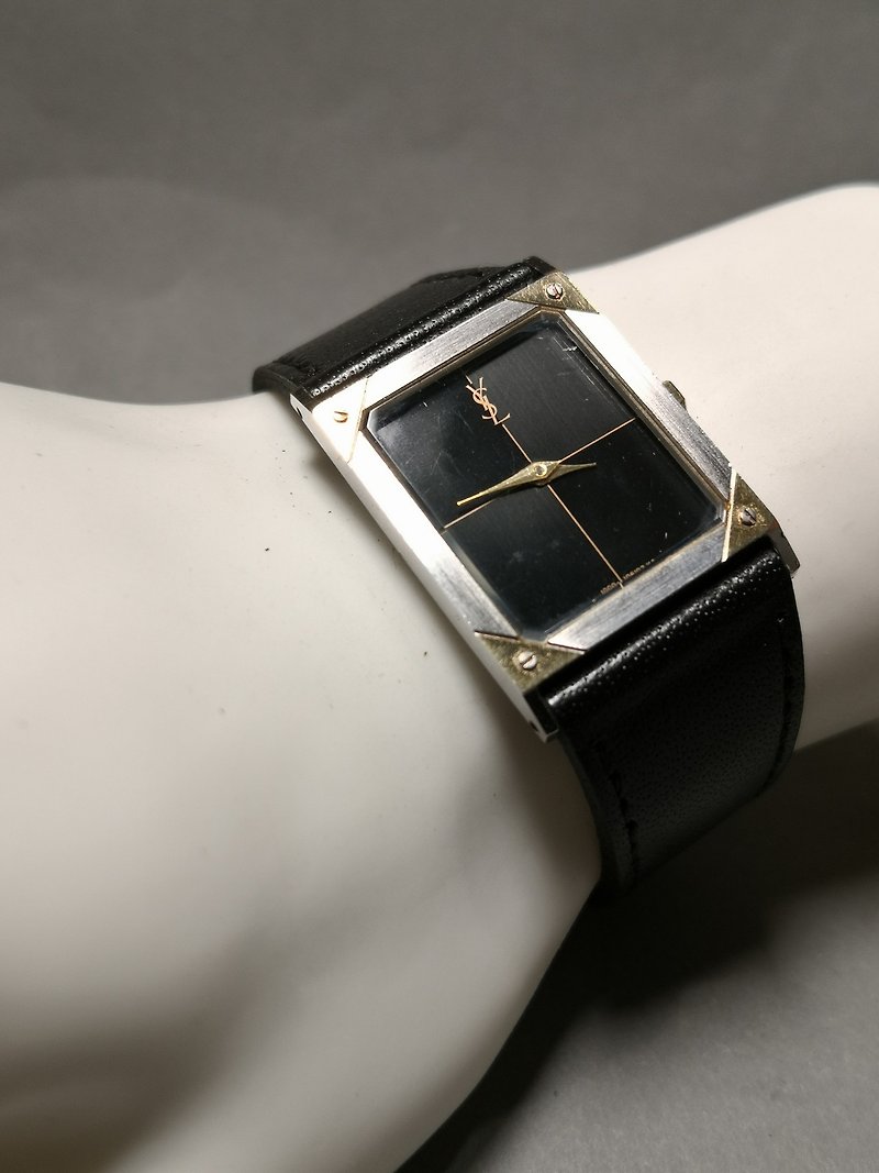 YSL Saint Laurent 1990s classic unisex watch/quartz watch/fashion watch - Men's & Unisex Watches - Other Metals Black