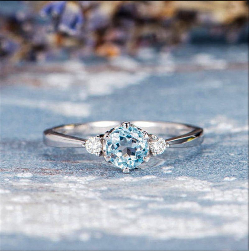 Aquamarine Ring, Sterling Silver Aquamarine Ring, Ring For Women, Girls Ring - แหวนทั่วไป - วัสดุอื่นๆ หลากหลายสี