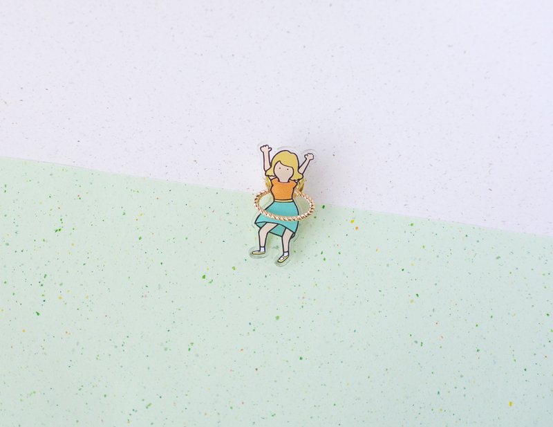 Hula Hoop Brooch /girl - Brooches - Acrylic Multicolor