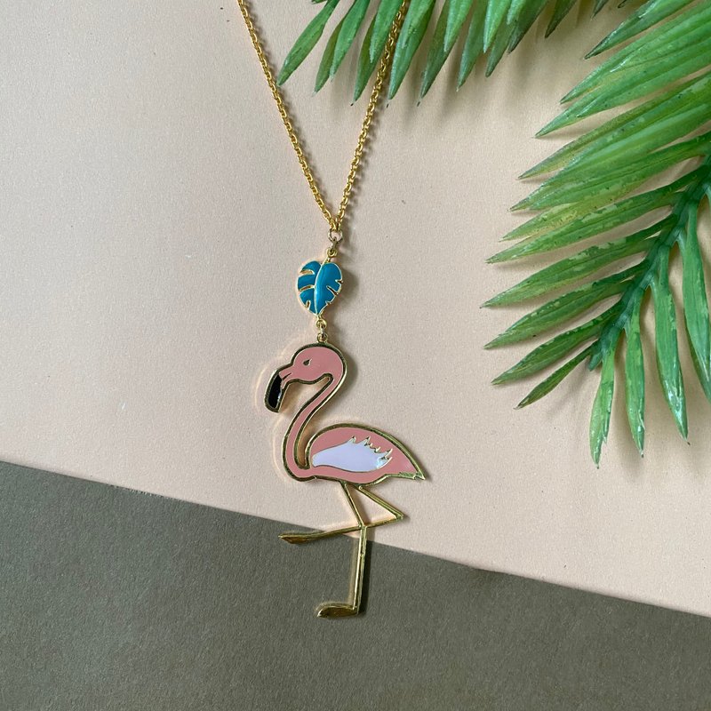 Long Necklace Flamingo - Necklaces - Precious Metals Multicolor