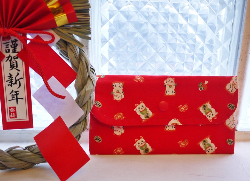 2024 Year of the Dragon Red Envelope Bag/Passbook Storage Cover/Lucky Cat Taiwan Fabric/Opening Gift - ถุงอั่งเปา/ตุ้ยเลี้ยง - ผ้าฝ้าย/ผ้าลินิน 