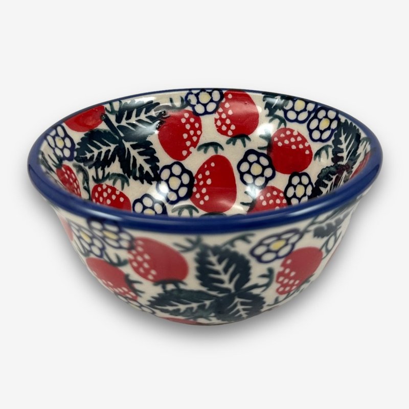 波蘭手繪手工陶-飯碗 11.5cm 野莓花園系列 設計師款 - 碗 - 陶 紅色