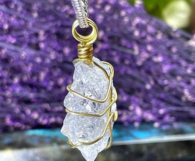 Ascestelite Crystal Necklace  Bronze Braided Unique - Shop OM