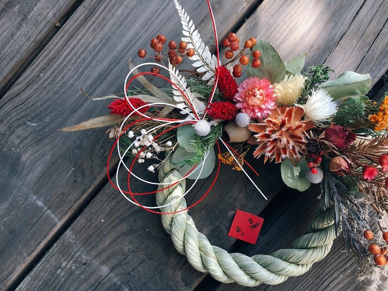 【好花】迎春新年 乾燥花祈福水引注連繩 新年花禮 過年 - 擺飾/家飾品 - 植物．花 粉紅色