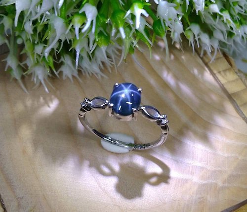 homejewgem Natural star sapphier ring silver sterling or ring wedding size 7.0 free resize