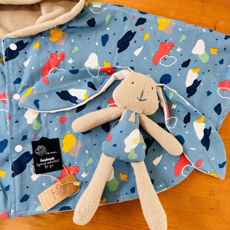 Spot sky blue watercolor elf cloak 0-4 years old - เสื้อโค้ด - ผ้าฝ้าย/ผ้าลินิน 