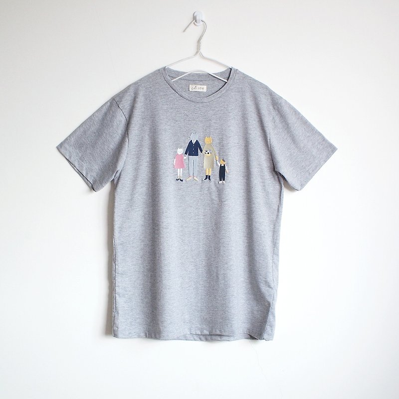 cat family t-shirt : gray - 女裝 上衣 - 聚酯纖維 灰色