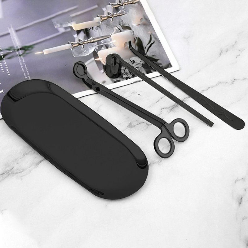 Minimalist Aesthetics Scented Candle Extinguishing Tool Set of Four (Black) - Items for Display - Other Metals 
