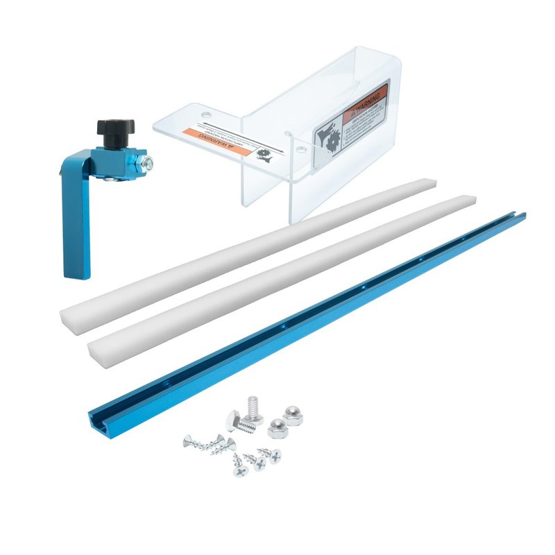 Deluxe Table Saw Crosscut Sled Kit with HDPE Bars, ttrack Flip stop, bladeguard Shop POWERTEC