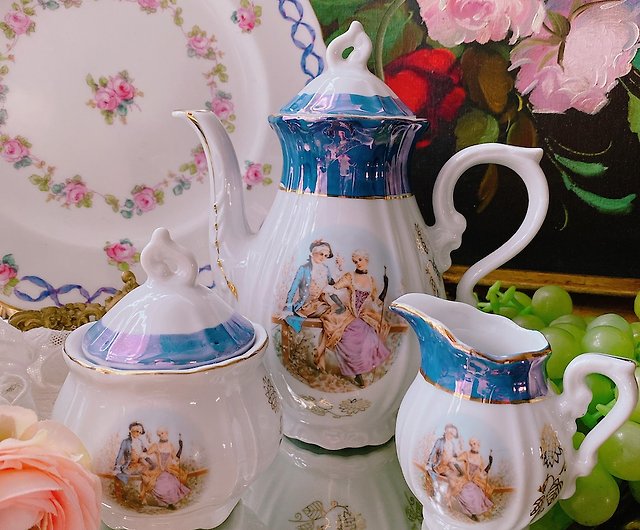 Vintage Porcelain Coffee Pot, Large Teapot Made in Japan