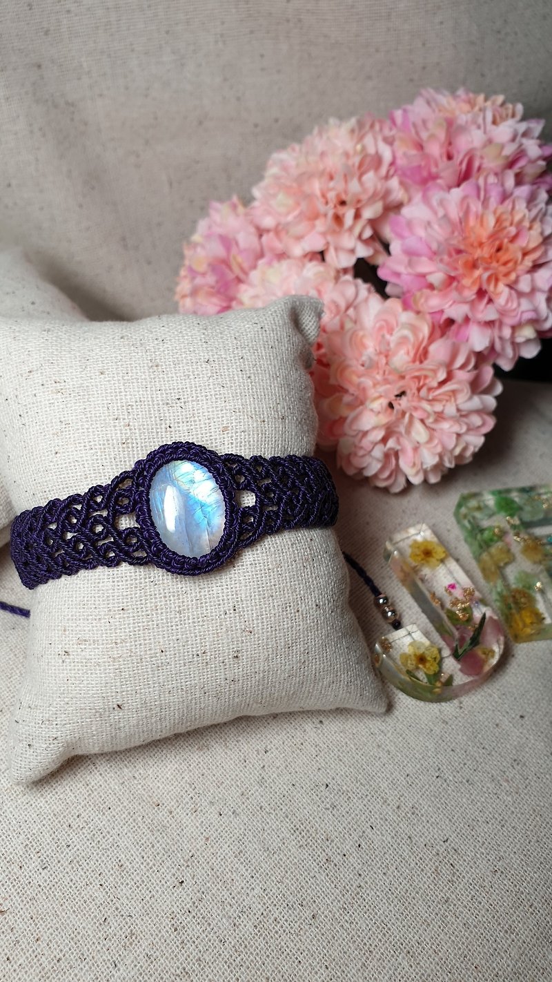 Moonstone Macrame, Handcrafted Jewelry - Bracelets - Other Materials Purple