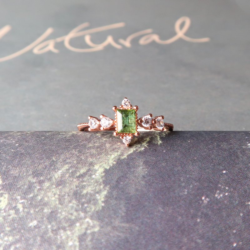 / Qingqing Prairie/ Lubiying Tourmaline 925 Sterling Silver Natural Stone Ring - General Rings - Sterling Silver Green