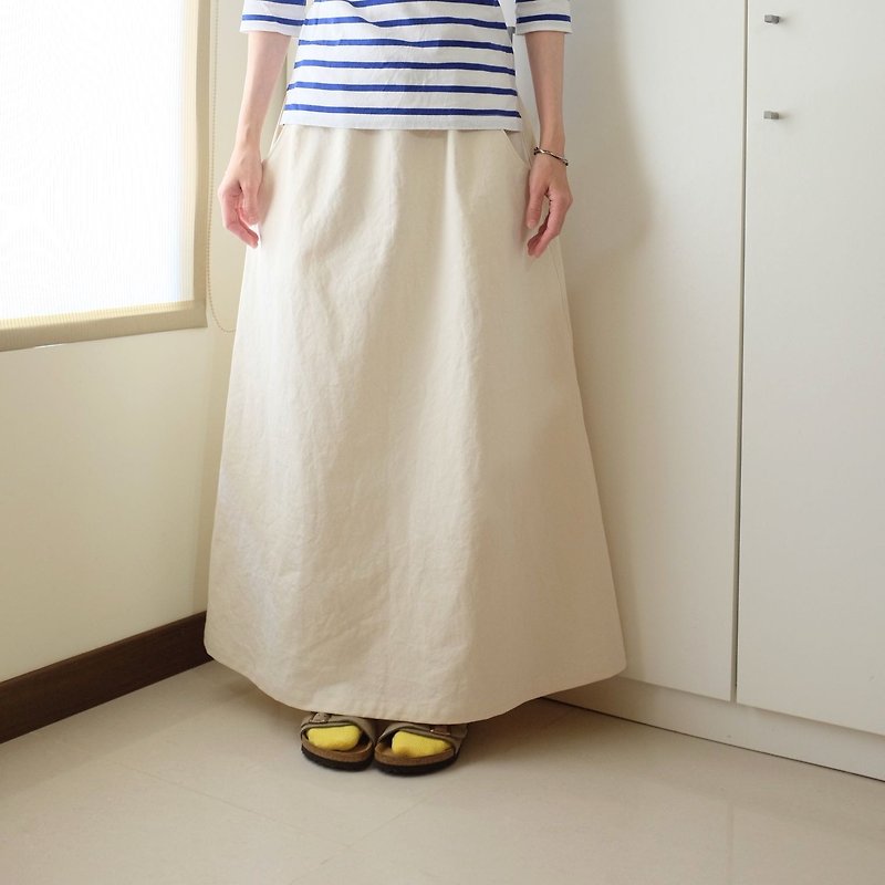 Daily hand-made clothes spring warm sun cream white dress cotton - Skirts - Cotton & Hemp White