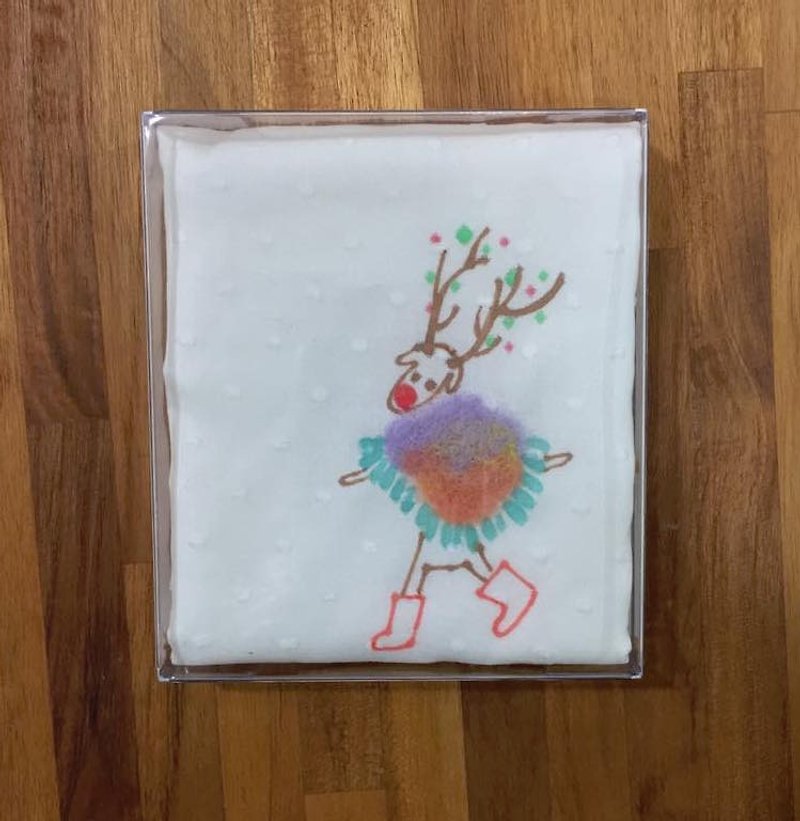 Christmas gift exchange skating elk handkerchief - Other - Cotton & Hemp 