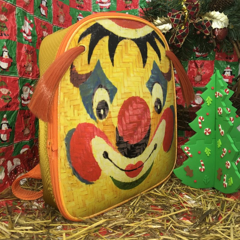 【X'mas & New Year's Gifts】Backpack Vibrant Clown Face-Off Knapsack - กระเป๋าเป้สะพายหลัง - เส้นใยสังเคราะห์ สีทอง