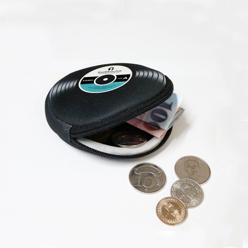 Record coin purse / keys / Earphones Case - Wallets - Polyester Black