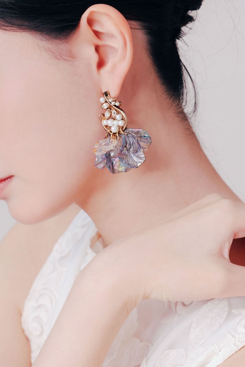 COR-DATE / black and purple flower language / flower earrings - ต่างหู - วัสดุอื่นๆ 