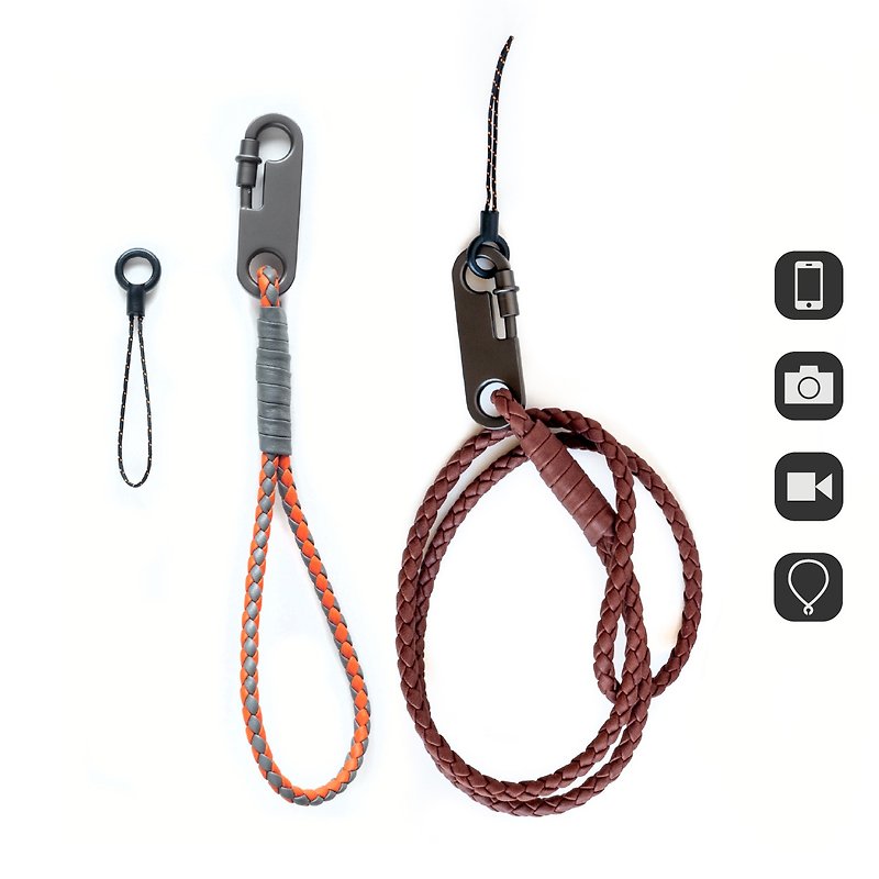 WS32 custom woven leather portable rope can be mixed with wrist strap and neck lanyard - Phone Accessories - Genuine Leather Multicolor