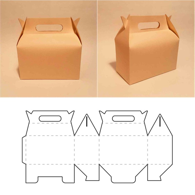 Gable box template, gable gift box, gift box with handle, favor box with handle - 圖文模板設計 - 其他材質 