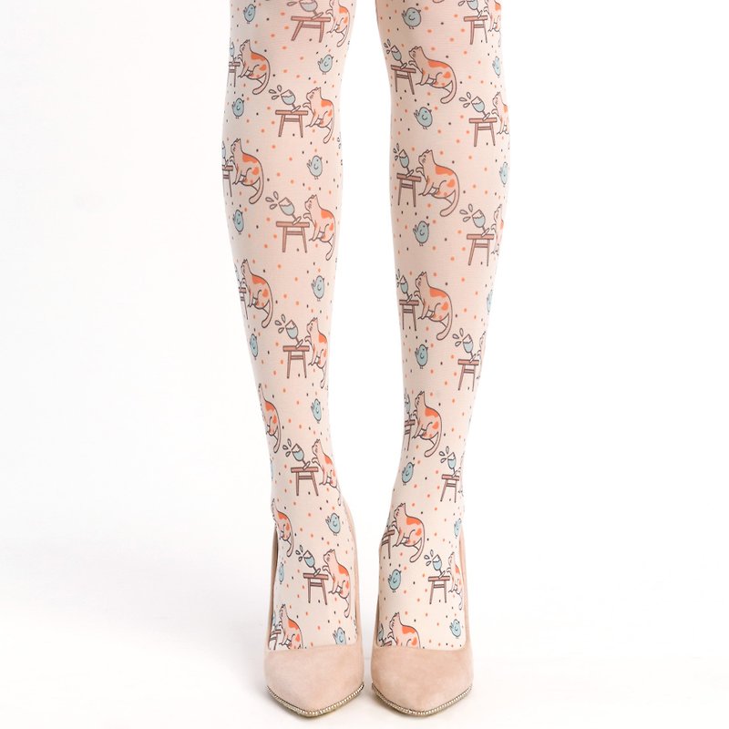Cat meme tights, funny clothing for cat lovers - Women's Leggings & Tights - Nylon Gray