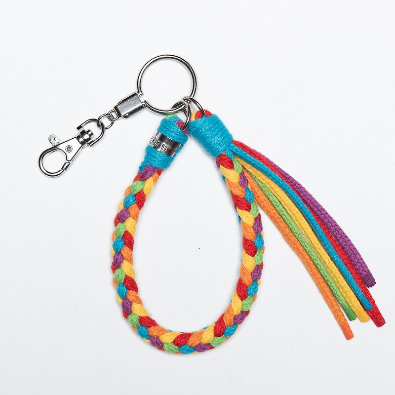 13 fingers' / rainbow/ short chain key ring/ round - Keychains - Cotton & Hemp Multicolor