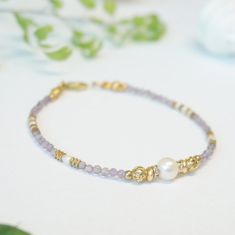 Gaia Series - Amethyst Brass Bracelet (Light Purple)/ February Birthstone - Bracelets - Gemstone Purple