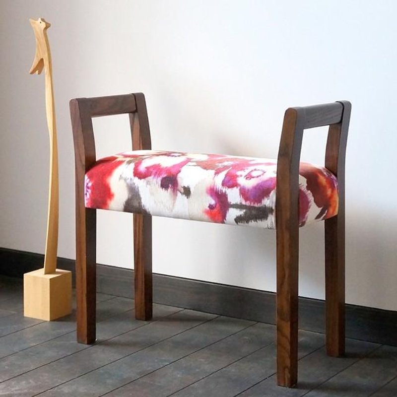Entrance stool W-arm (Dark Brown × Malvasia) - Other Furniture - Wood Red