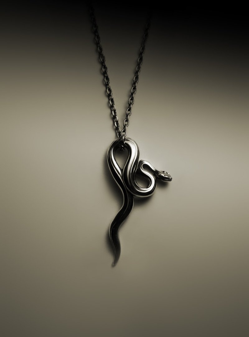 Abstract snake necklace - สร้อยคอ - โลหะ สีเงิน