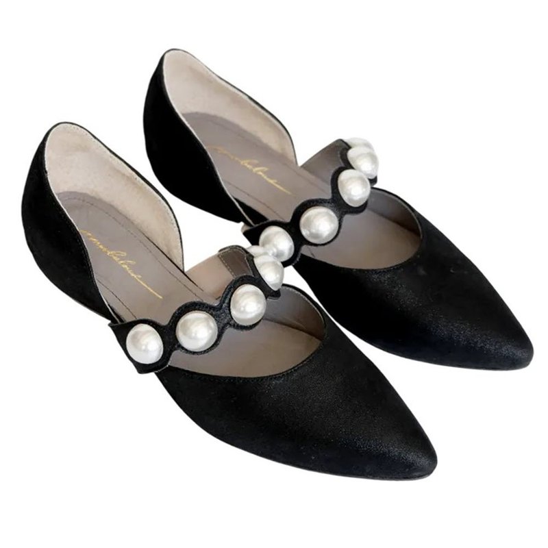 Mermaid princess. Starlight Black Pearl MIT European Silk Sheepskin Stretch Air Cushion - High Heels - Genuine Leather Black