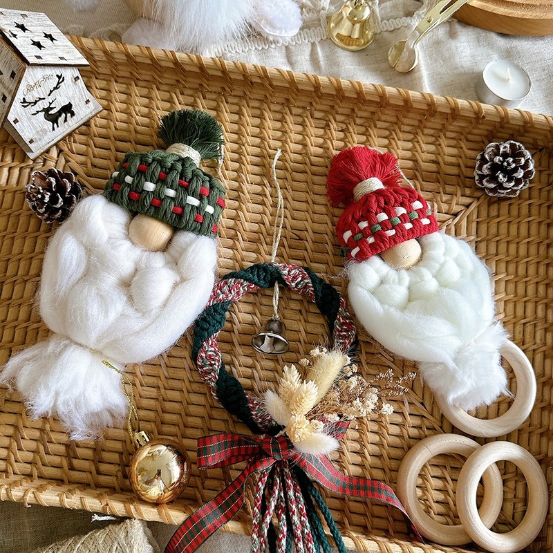 聖誕老公公影片教學DIY材料包 - 編織/刺繡/羊毛氈/縫紉 - 棉．麻 綠色