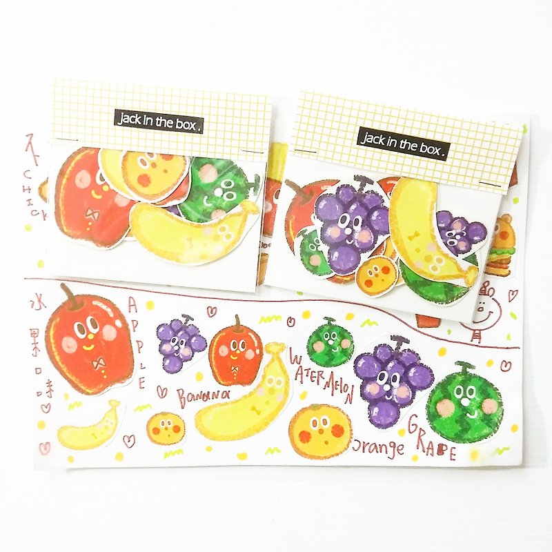 jack in the box of crayons texture fruit stickers - สติกเกอร์ - กระดาษ หลากหลายสี