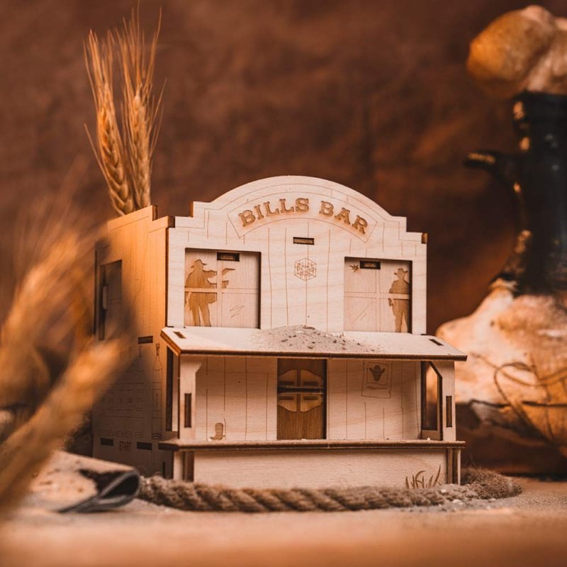 German Puzzle Box / Showdown in the Wild West - Board Games & Toys - Wood 