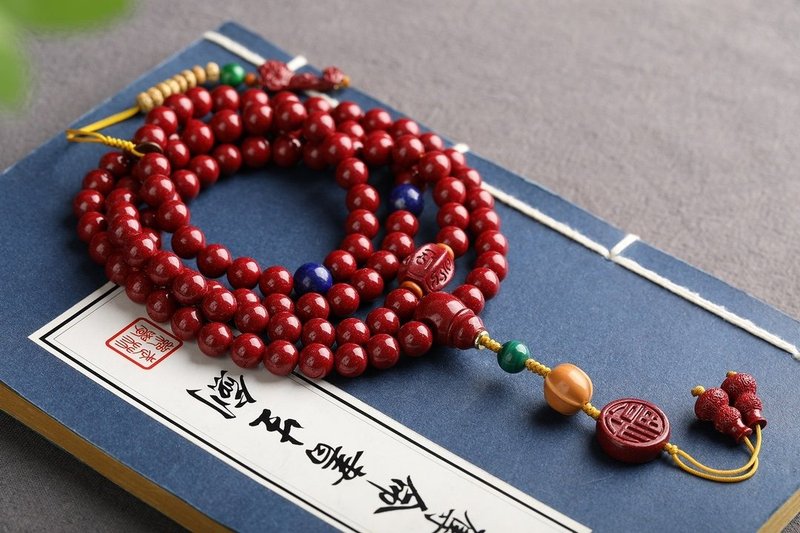 Natural cinnabar fine purple gold sand 108 beads bracelet content more than 95% 8mm - สร้อยข้อมือ - เครื่องเพชรพลอย 