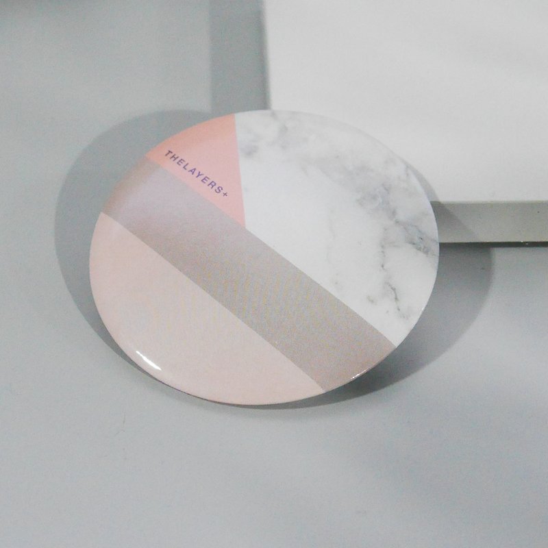 大理石紋 | 粉紅色幾何圖案雲石小圓鏡 | 化妝隨身鏡 | 簡約設計 - 彩妝刷具/鏡子/梳子 - 防水材質 粉紅色