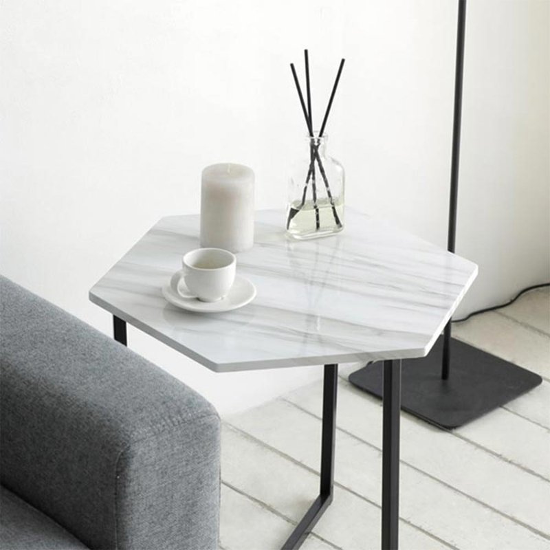 Nordic Nordic style hexagonal side table Korean drama same style in stock and fast shipping small coffee table - Dining Tables & Desks - Other Materials White