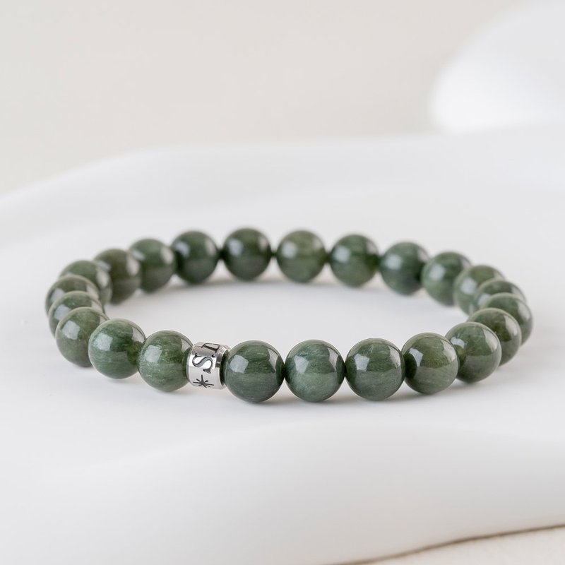 グリーンルチル | 天然エネルギークリスタルブレスレット | 7.5-8.5mm D12109 - ブレスレット - クリスタル グリーン